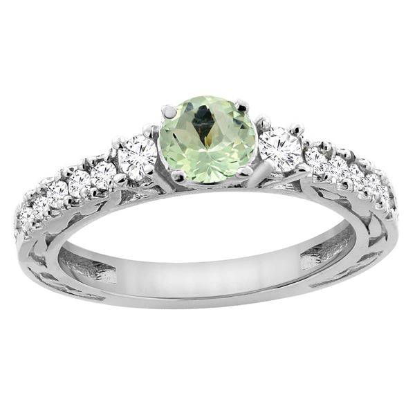 1.10 CTW Amethyst & Diamond Ring 14K White Gold - REF-79A3X
