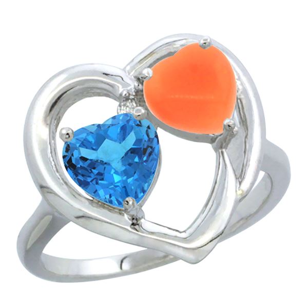 1.31 CTW Swiss Blue Topaz & Diamond Ring 10K White Gold - REF-23V5R