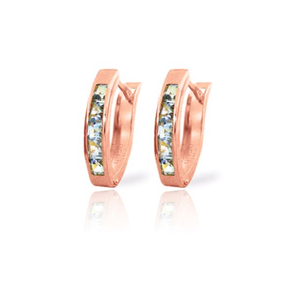 Genuine 0.85 ctw Aquamarine Earrings 14KT Rose Gold - REF-25P6H
