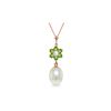 Genuine 4.53 ctw Pearl, Peridot & Diamond Necklace 14KT Rose Gold - REF-29Z7N