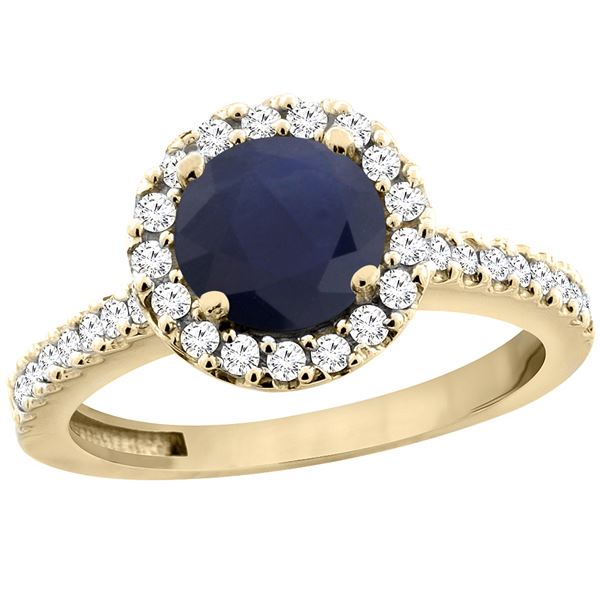 1.43 CTW Blue Sapphire & Diamond Ring 10K Yellow Gold - REF-110V4R