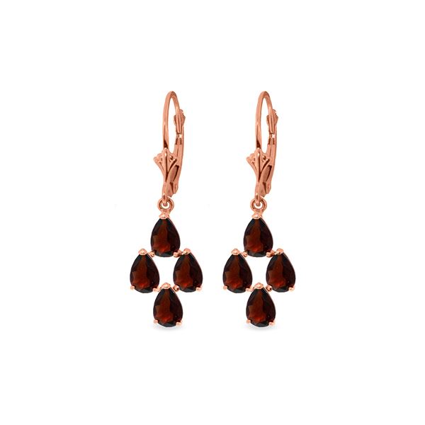 Genuine 4.5 ctw Garnet Earrings 14KT Rose Gold - REF-41K2V