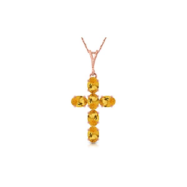 Genuine 1.50 ctw Citrine Necklace 14KT Rose Gold - REF-32P8H