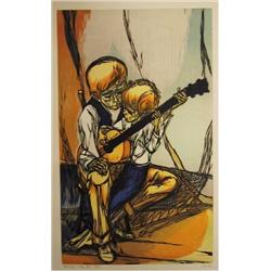 Mervin Jules, Father and Son, Woodcut