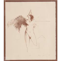 Ramon Santiago, Winged Figure, Lithograph