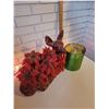 Image 2 : Artificial Poinsettia Deer Center Piece - Green Glass Decoration