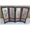 Image 1 : Asian 4 Panel Lacquered Divider w/ Shadow Box Floral Design 24"L x 18"H (Very Fragile)