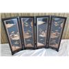 Image 1 : Asian 4 Panel Lacquered Divider w/ Shadow Box Floral Design 24"L x 18"H (Very Fragile)