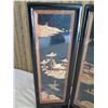 Image 2 : Asian 4 Panel Lacquered Divider w/ Shadow Box Floral Design 24"L x 18"H (Very Fragile)
