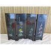 Image 8 : Asian 4 Panel Lacquered Divider w/ Shadow Box Floral Design 24"L x 18"H (Very Fragile)