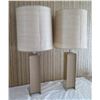 Image 1 : Qty 2 Metal Woven Lamps w/ White Shades