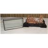 Image 1 : Asian Carved Cork Scene on Black Base w/ Clear Display Cover 12"L x 7"H