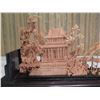 Image 2 : Asian Carved Cork Scene on Black Base w/ Clear Display Cover 12"L x 7"H