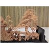 Image 3 : Asian Carved Cork Scene on Black Base w/ Clear Display Cover 12"L x 7"H