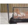 Image 8 : Asian Carved Cork Scene on Black Base w/ Clear Display Cover 12"L x 7"H