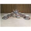 Image 2 : Hand-Painted Tea Pot, Creamer & Sugar Bowl w/ 6 Cups & Saucers, Made in China