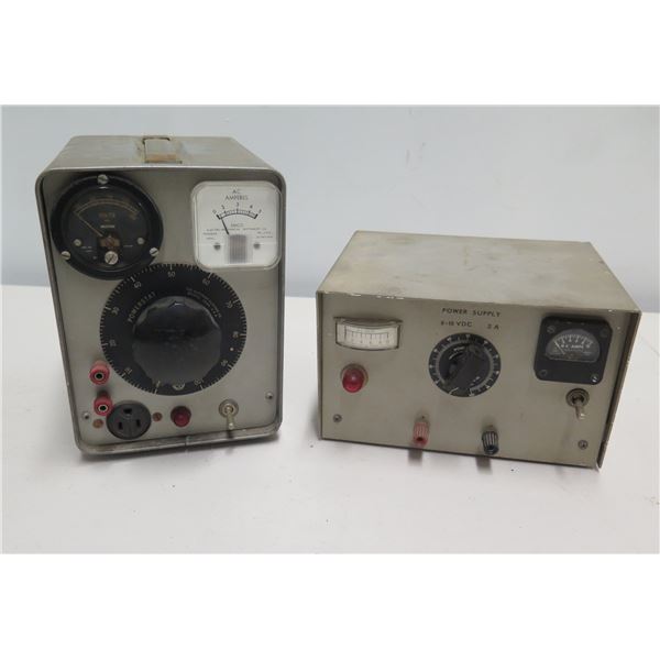 Superior Electric Powerstat w/ EMICO Amperes Voltmeter & Power Supply 0-10VDC 2A