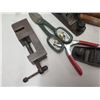Image 3 : Multiple Hand Tools: C-Clamps, Files, Vintage Hand Drill, Hammers, etc in Metal Box
