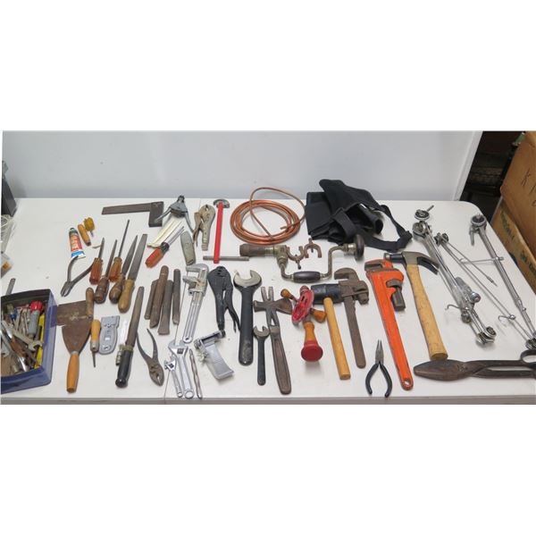Multiple Hand Tools: Wrenches, Files, Spreaders, Screwdrivers, Hammers, etc