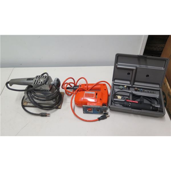 Craftsman 110.7681 Sander, Black & Decker Jig Saw & Master Rotary Tool in Case