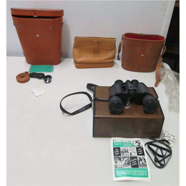 Bushnell Insta Focus Binoculars w/ Guide & 3 Carrying Cases