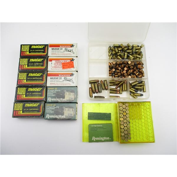 ASSORTED .22 LONG RIFLE, SHORT, BB CAPS, ETC., AMMO LOT