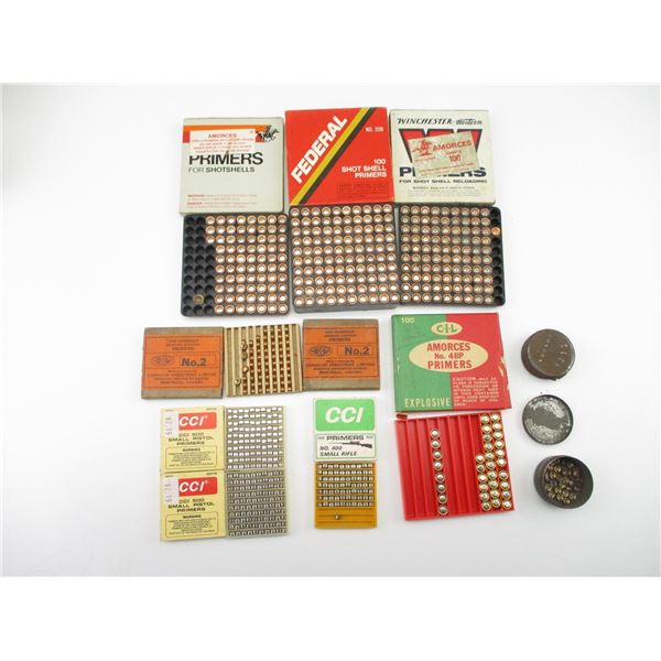 ASSORTED SMALL PISTOL, SMALL RIFLE, SHOTSHELL, ETC., PRIMERS LOT