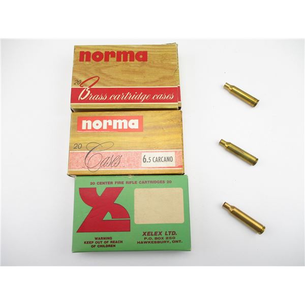PRIMED / NON-PRIMED 6.5X52 CARCANO, 6.5X51 JAPANESE, 6.5X55 SWISS, ETC., CASES LOT