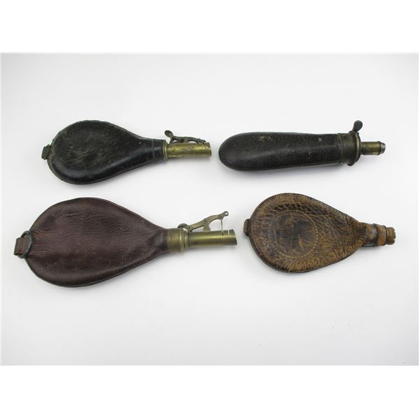 ASSORTED LEATHER POWDER FLASK LOT