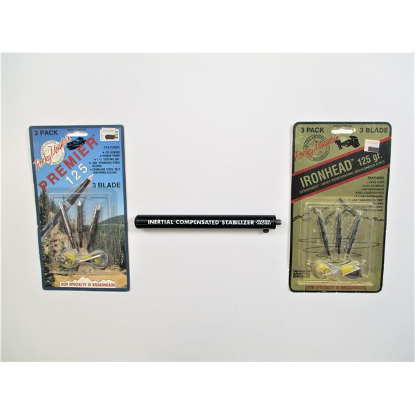 ASSORTED BROADHEADS & STABILIZER