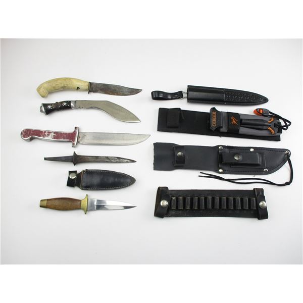 ASSORTED KNIVES & EMPTY SHEATHS