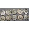 Image 1 : LOT OF 10 90% SILVER KENNEDY HALF DOLLARS - 1964 O