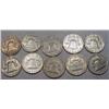Image 2 : LOT OF 10 90% SILVER FRANKLIN HALF DOLLARS - 1964 