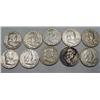 Image 1 : LOT OF 10 90% SILVER FRANKLIN HALF DOLLARS - 1964 