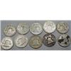 Image 2 : LOT OF 10 90% SILVER FRANKLIN HALF DOLLARS - 1964 