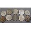 Image 2 : LOT OF 10 90% SILVER KENNEDY HALF DOLLARS - 1964 O