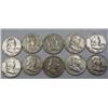 Image 1 : LOT OF 10 90% SILVER FRANKLIN HALF DOLLARS - 1964 