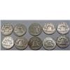 Image 2 : LOT OF 10 90% SILVER FRANKLIN HALF DOLLARS - 1964 