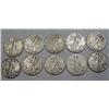 Image 1 : LOT OF 10 90% SILVER WALKING LIBERTY HALF DOLLARS 
