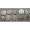 Image 1 : LOT OF 10 90% SILVER FRANKLIN HALF DOLLARS - 1964 