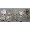 Image 2 : LOT OF 10 90% SILVER FRANKLIN HALF DOLLARS - 1964 