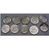 Image 2 : LOT OF 10 90% SILVER KENNEDY HALF DOLLARS - 1964 O