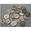Image 1 : LOT OF 19 90% SILVER WASHINGTON QUARTERS - 1964 OR