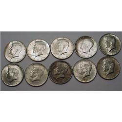 LOT OF 10 90% SILVER KENNEDY HALF DOLLARS - 1964 O