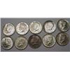 Image 1 : LOT OF 10 90% SILVER KENNEDY HALF DOLLARS - 1964 O