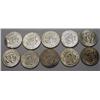 Image 2 : LOT OF 10 90% SILVER KENNEDY HALF DOLLARS - 1964 O