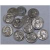 Image 1 : LOT OF 13 90% SILVER WASHINGTON QUARTERS - 1964 OR