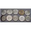 Image 2 : LOT OF 10 90% SILVER KENNEDY HALF DOLLARS - 1964 O