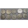 Image 2 : LOT OF 10 90% SILVER FRANKLIN HALF DOLLARS - 1964 