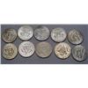 Image 2 : LOT OF 10 90% SILVER KENNEDY HALF DOLLARS - 1964 O